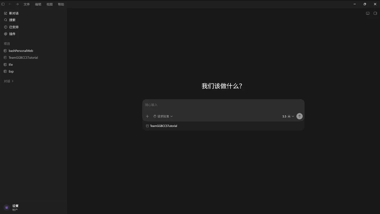 Codex 打开后的初始界面